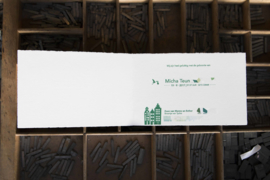 Geboortekaartje | letterpress  | 10 x 15cm | 2 drukgangen | ' Skyline Amsterdam bakfiets ' vanaf