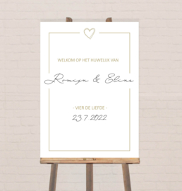 Welkomstbord bruiloft  | minimalistisch chique 'Romijn & Eline"