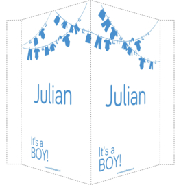Geboortebord/ raambord | Waslijn It’s a boy | naam | blauw vanaf