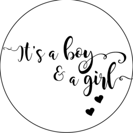 Geboorte sluitzegels | Tweeling | It’s a boy & girl | wit/zwart