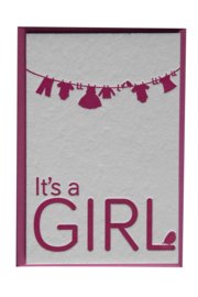 Kaart geboorte | It's a girl | roze