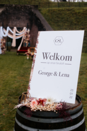 Welkomstbord bruiloft  | minimalistisch chique 'Pepijn & Chloe"