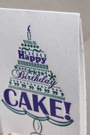 Verjaardagskaart | Happy birthday cake | paars/teal