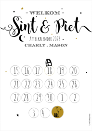 Sinterklaas aftelkalender DOWNLOAD/PRINTABLE| Naam | goud/zwart