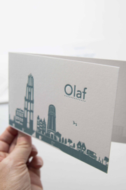 Geboortekaartje | letterpress  | 10 x 15 cm |  Gmund| ' Persoonlijke skyline Utrecht ' vanaf