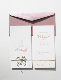 Geboortekaartje | letterpress  | 10 x 20cm | 3 drukgangen| ' Minimalistisch Maud' vanaf