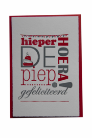 Verjaardagskaart | Hieperdepiep hoera! | rood/grijs