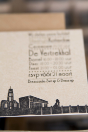 Trouwkaart | letterpress   |  8 x 20 cm | 1 kleur  | 'Skyline Rotterdam' vanaf