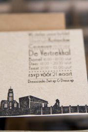 Trouwkaart | letterpress  | trouwstijl |  8 x 20 cm | 1 kleur  | 'Skyline Rotterdam' vanaf