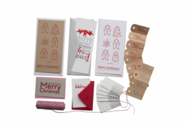 Kerstkaarten en labels  | Set 'rood/zwart'