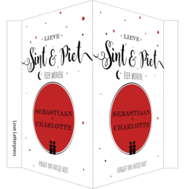 Sinterklaas Raambord | handlettering | goud/rood/zwart vanaf