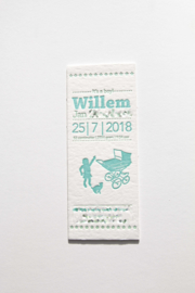 Geboortekaartje | letterpress  | 8 x 20 cm | 2 kleuren | 'Vintage wieg Willem' vanaf