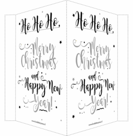 Kerstbord/raambord | Merry Christmas & Happy New Year |  zilver/zwart vanaf