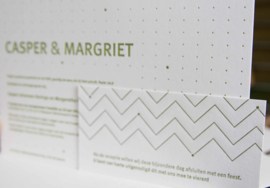 Trouwkaart | letterpress  | 11 x 17 cm | 1 kleur | 'Minimalistisch Casper & Margriet' vanaf