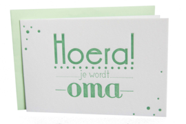 Kaart zwanger | Hoera, je wordt oma! | mintgroen