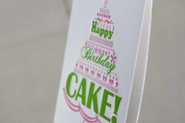 Verjaardagskaart | Happy birthday cake | roze/groen