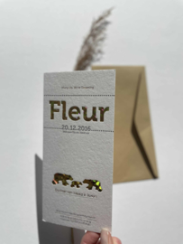 Geboortekaartje | letterpress  | 10 x 20 cm | Folie druk | 'Fleur/ijsbeer' vanaf