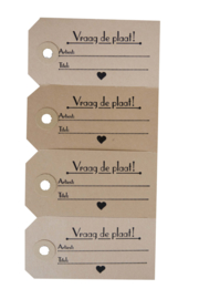 Trouwen set | Vraag de plaat labels| zwart 40 stuks