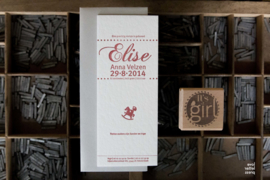 Geboortekaartje | letterpress  | 8 x 20 cm | 1 kleur  | 'Vintage hobbelpaard Elise' vanaf