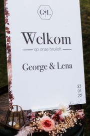 Welkomstbord bruiloft  | minimalistisch 'George & Lena"