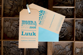 Geboortekaartje | letterpress  | 7,5 x 15 cm | 1 kleur | Label Luuk  vanaf