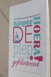 Verjaardagskaart | Hieperdepiep hoera! | roze/aqua