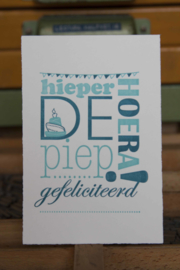 Verjaardagskaart | Hieperdepiep hoera! | aqua/teal