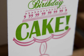 Verjaardagskaart | Happy birthday cake | roze/groen