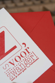 Kaart zwanger | Z is voor zwanger | rood