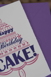 Verjaardagskaart | Happy birthday cake | oze/paars