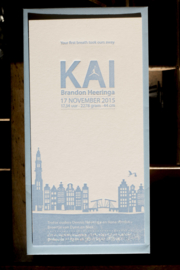 Geboortekaartje | letterpress  | 10 x 20 cm | 1 kleur | 'Skyline Amsterdam | Kai' vanaf