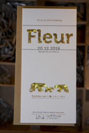 Geboortekaartje | letterpress  | 10 x 20 cm | Folie druk | 'Fleur/ijsbeer' vanaf