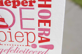 Verjaardagskaart | Hieperdepiep hoera! | rood/roze