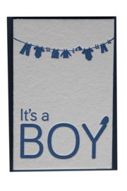 Kaart geboorte | It's a boy | blauw
