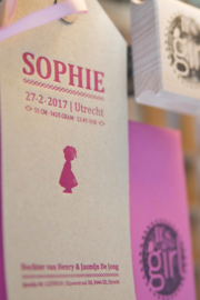 Geboortekaartje | letterpress  | 9 x 17 cm | 1 kleur | 'Label Sophie' vanaf