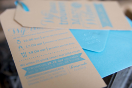 Trouwkaart labels | letterpress  | 7,5 x 15 cm | 1 kleur | Wij gaan trouwen Typografie  vanaf