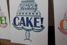 Verjaardagskaart | Happy birthday cake | marine/teal