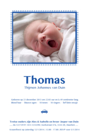 Geboortekaartje | letterpress  | 11 x 17 cm | 1 kleur | 'Fotokaart letterpress' vanaf
