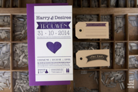 Trouwkaart | letterpress  | Trouwstijl | 10 x 20 cm | 1 kleur | 'Wij gaan trouwen | Harry & Desiree' vanaf