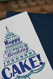 Verjaardagskaart | Happy birthday cake | marine/teal