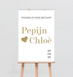 Welkomstbord bruiloft  | minimalistisch chique 'Pepijn & Chloe"