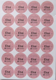 Traktatie met NAAM | verjaardag sticker met naam +leeftijd  (24 stuks) vanaf