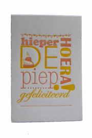 Verjaardagskaart | Hieperdepiep hoera! | geel/abrikoos