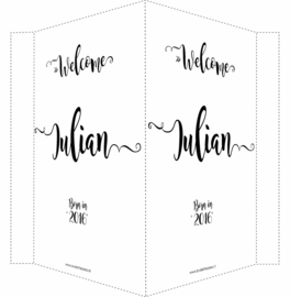 Geboortebord/ raambord | Welcome (handlettering)| naam | zwart