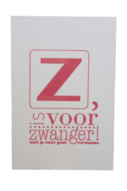 Kaart zwanger | Z is voor zwanger | oudroze