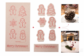 Kerstkaart | SET 4 stuks | Cut & create ‘Merry christmas’ | 600 gram kraft | rood