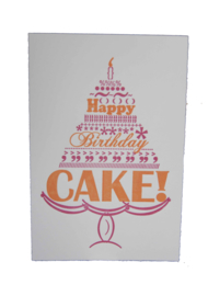 Verjaardagskaart | Happy birthday cake | abrikoos/roze