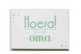 Kaart zwanger | Hoera, je wordt oma! | mintgroen