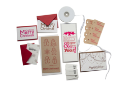 Kerstkaart en labels  | Set 'Kerst'  | rood/roze/brons