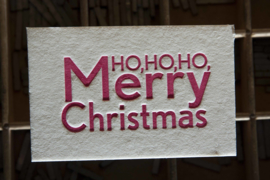 Kerstkaart | Ho ho ho Merry Christmas | 850 gram | neon roze